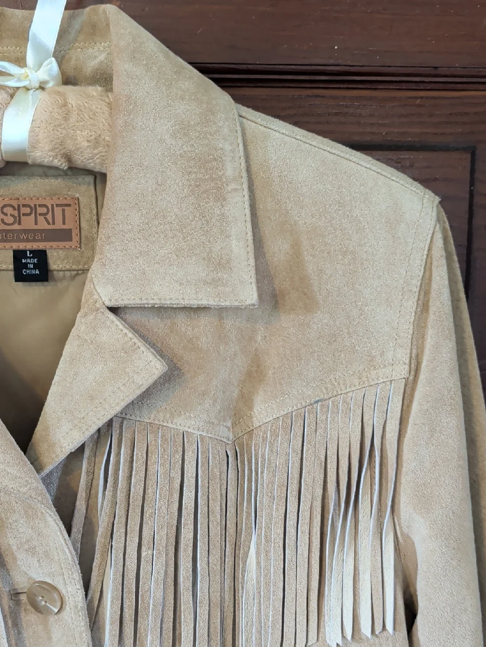 Vintage Tan Leather Suede Fringe Western Jacket L - Picture 3 of 16